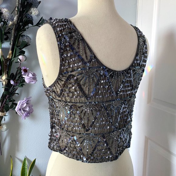 Bariano Black Label Beaded Sequin Mesh Tank - S (US 6) - Picture 4 of 6